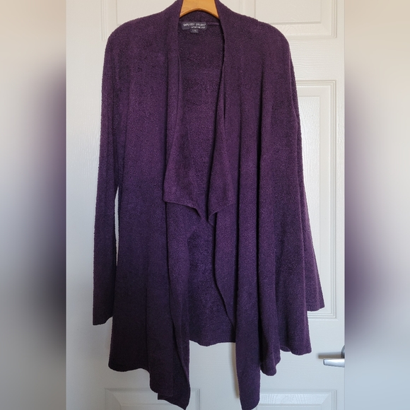 Barefoot Dreams Cozy Chic Island Calypso Cardigan Purple Open Front Size L/XL - Picture 6 of 11